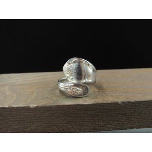 Size 7.5 Silver Tone Korean Spoon Band Ring Vintage Statement Engagement Wedding